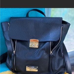 Mario Valentino Chico Black Leather Backpack